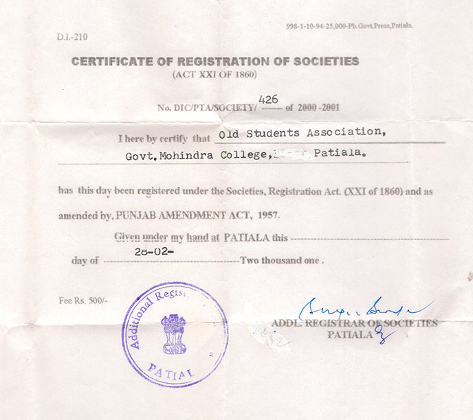 Registration Certificate